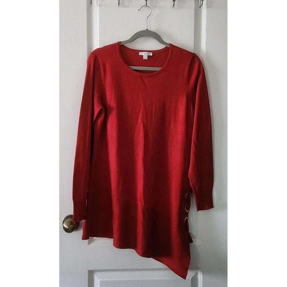 NEW YORK & COMPANY‎ Women's Asymmetric Sweater Long Sleeve Round Neck Size M